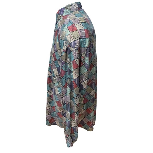 VTG Y2K 90’s SUMMA Silk Geometric Patchwork Print Button-Up Shirt XL Multicolor - Picture 4 of 14